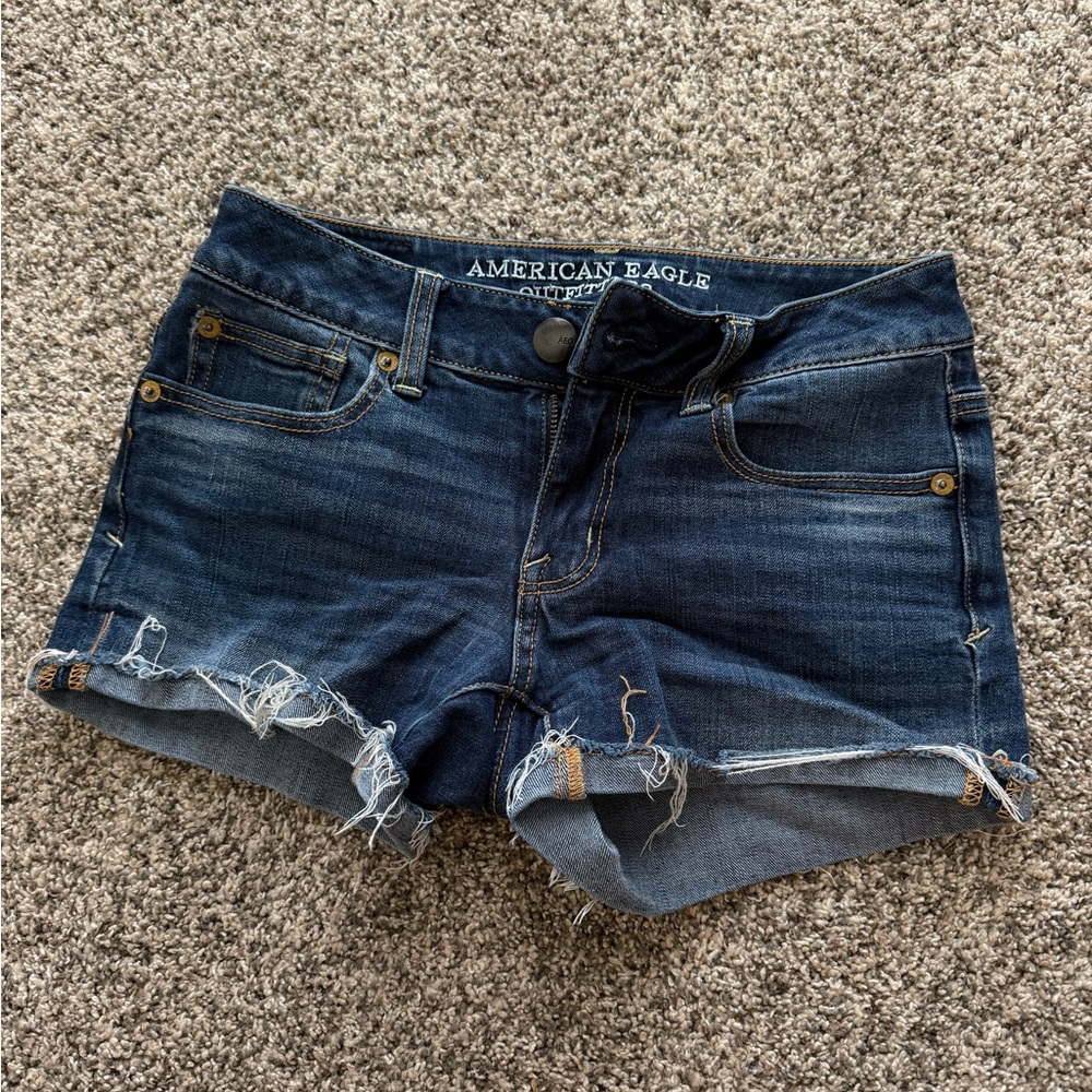 American Eagle Outfitters Indigo Blue Distressed Denim Shorts